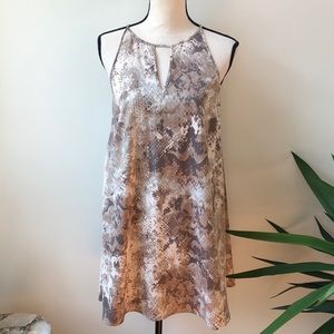 Black Swan Neutral Tones Snakeskin Printed Dress